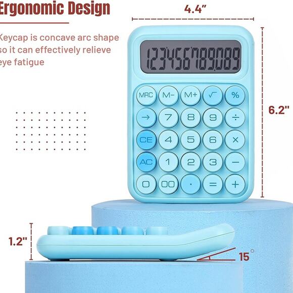 Mr. Pen- Mechanical Switch Calculator, 12 Digits, Large LCD Display, Blue - Picture 3 of 8